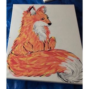 Hand painted fox on canvas